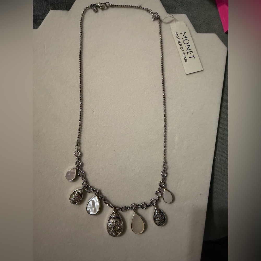 Monet Silver and Gold Teardrop Necklace